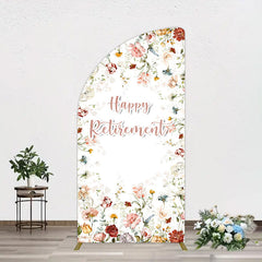Lofaris Spring Floral Greenery Happy Retirement Half Moon Arch Backdrop