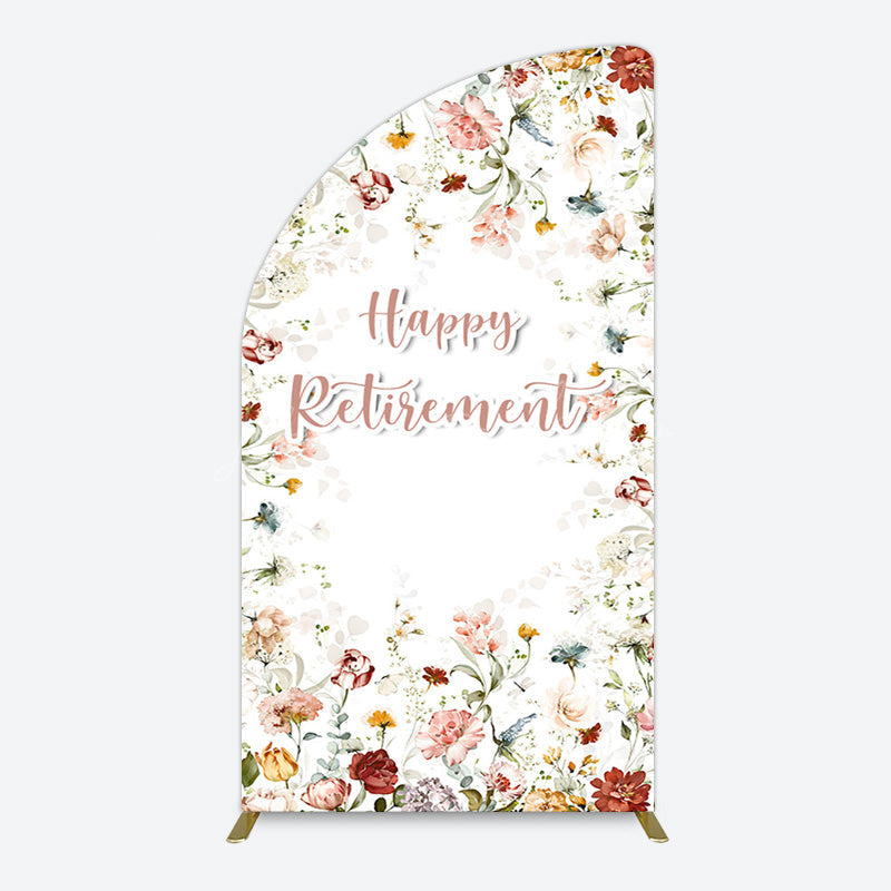 Lofaris Spring Floral Greenery Happy Retirement Half Moon Arch Backdrop