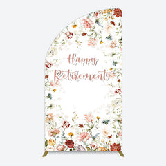 Lofaris Spring Floral Greenery Happy Retirement Half Moon Arch Backdrop