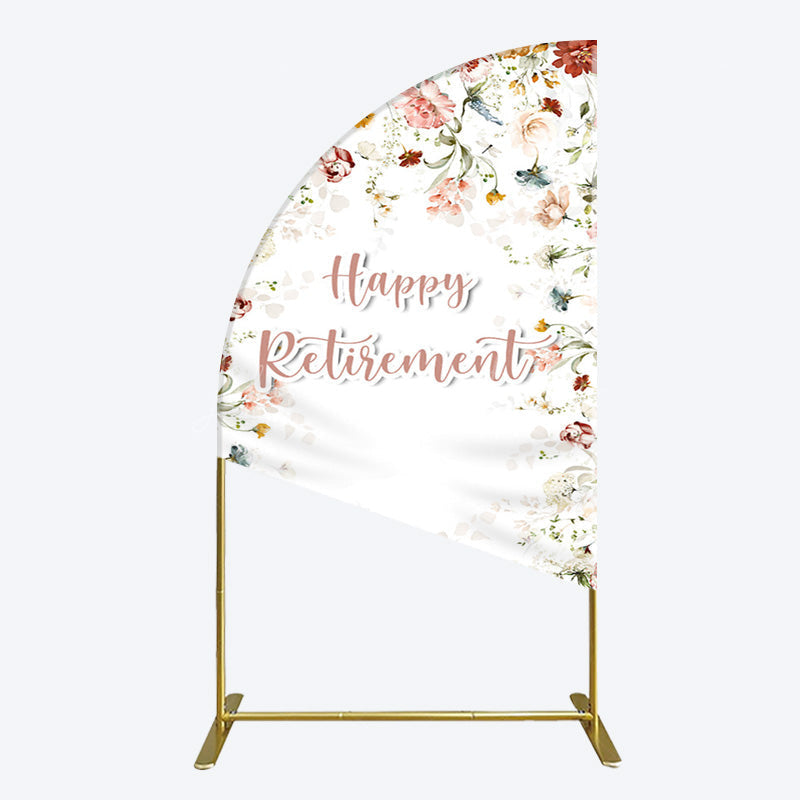 Lofaris Spring Floral Greenery Happy Retirement Half Moon Arch Backdrop