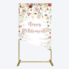 Lofaris Spring Floral Greenery Happy Retirement Rectangle Backdrop