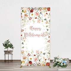 Lofaris Spring Floral Greenery Happy Retirement Rectangle Backdrop