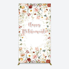 Lofaris Spring Floral Greenery Happy Retirement Rectangle Backdrop