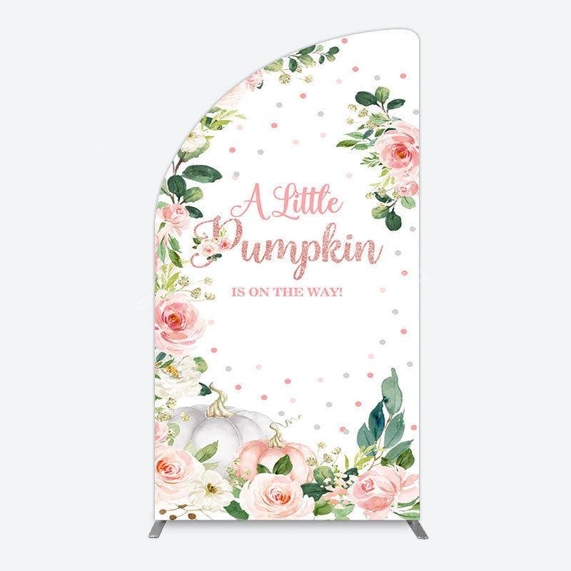 Lofaris Spring Floral Leaves Little Pumpkin Arch Backdrop