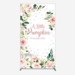 Lofaris Spring Floral Leaves Little Pumpkin Arch Backdrop