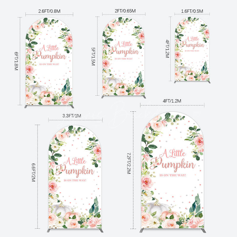 Lofaris Spring Floral Leaves Little Pumpkin Arch Backdrop