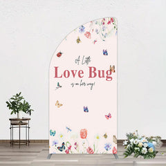 Lofaris Spring Floral Love Bug Baby Shower Half Moon Arch Backdrop