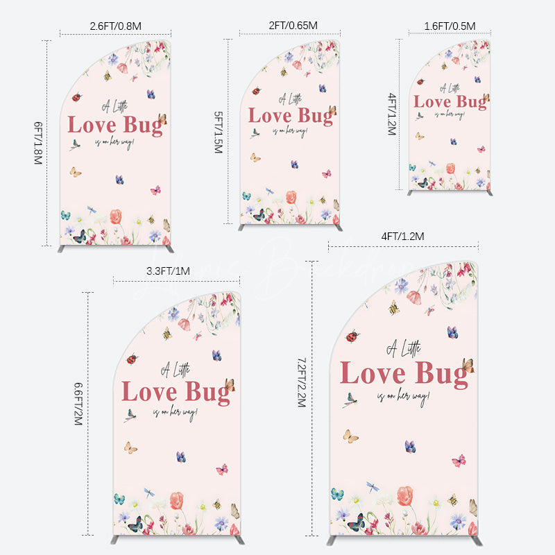 Lofaris Spring Floral Love Bug Baby Shower Half Moon Arch Backdrop