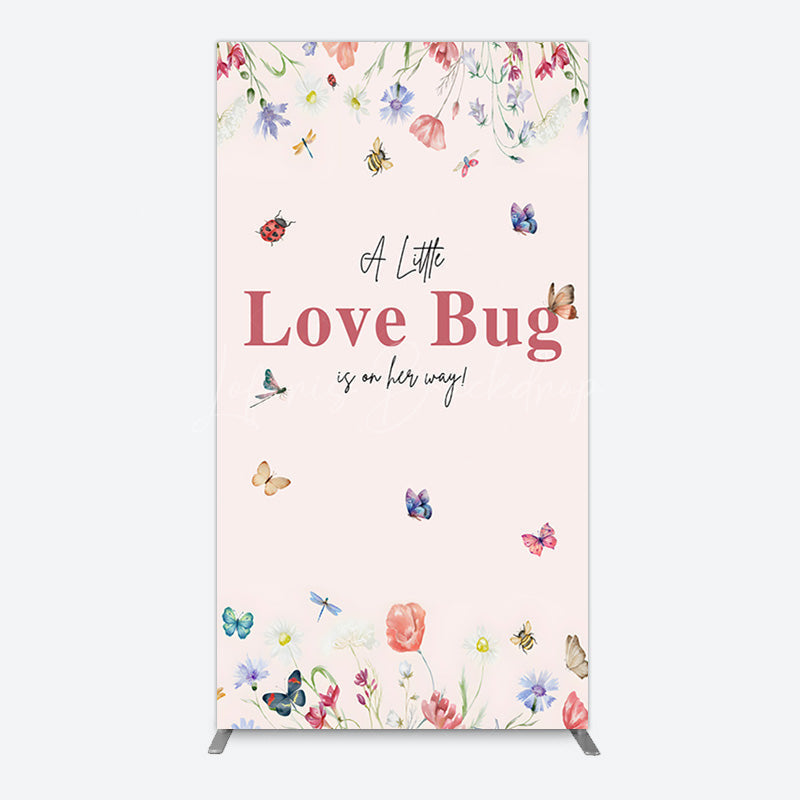 Lofaris Spring Floral Love Bug Baby Shower Rectangle Backdrop