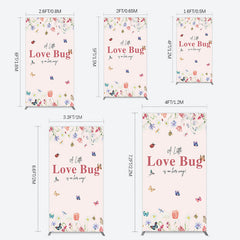 Lofaris Spring Floral Love Bug Baby Shower Rectangle Backdrop
