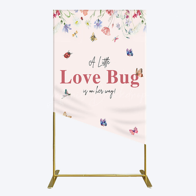 Lofaris Spring Floral Love Bug Baby Shower Rectangle Backdrop