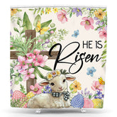 Lofaris Spring Floral Sheep He Is Risen Easter Shower Curtain