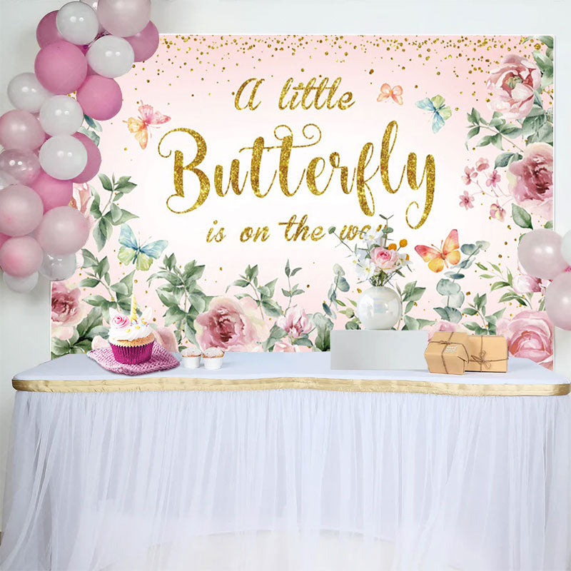 Lofaris Spring Floral Sweet Butterfly Baby Shower Backdrop