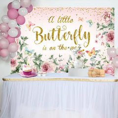 Lofaris Spring Floral Sweet Butterfly Baby Shower Backdrop