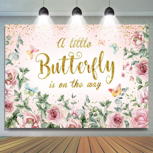 Lofaris Spring Floral Sweet Butterfly Baby Shower Backdrop