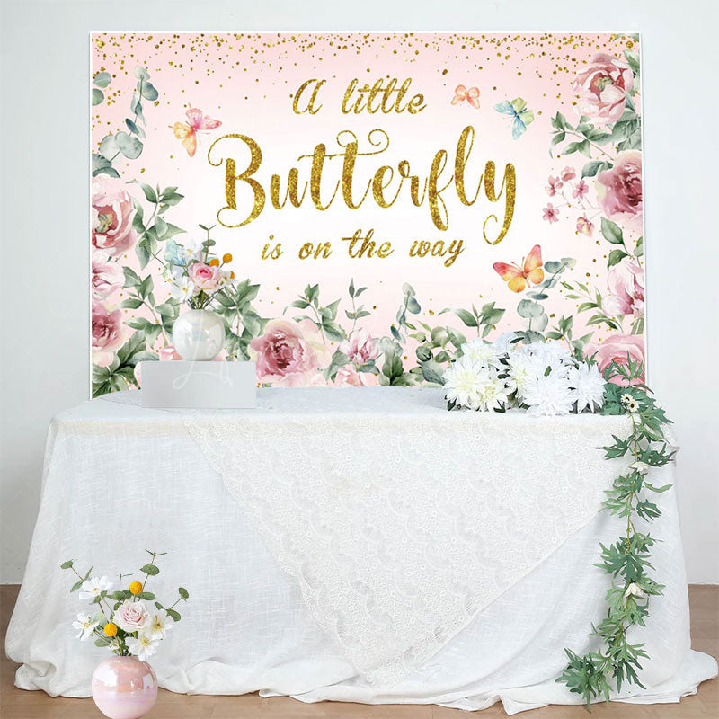 Lofaris Spring Floral Sweet Butterfly Baby Shower Backdrop