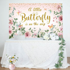 Lofaris Spring Floral Sweet Butterfly Baby Shower Backdrop