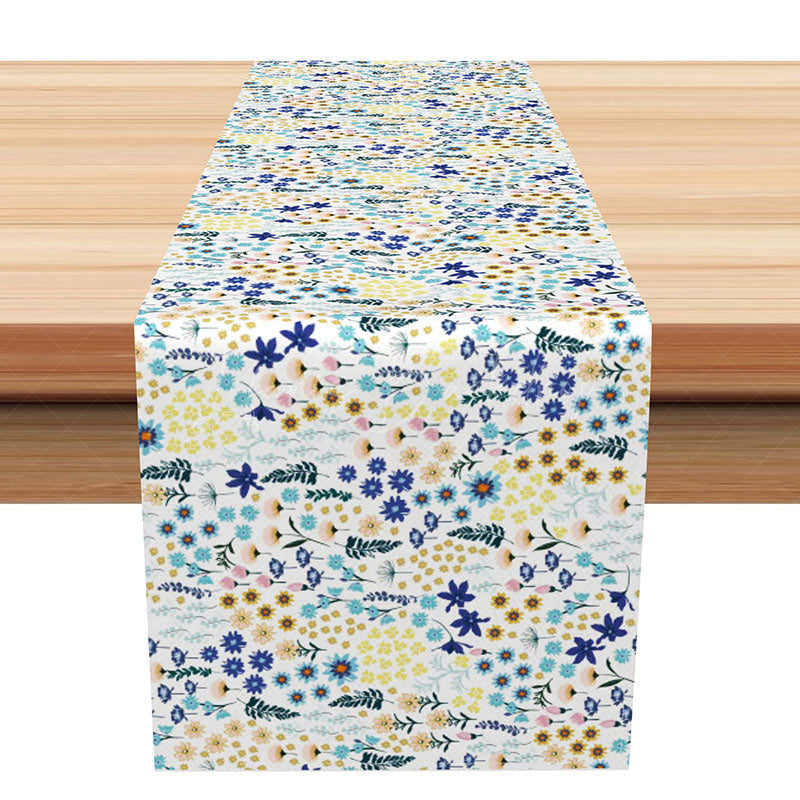 Lofaris Spring Floral Table Runner with Blooming Blue Flowers Elegant Botanical Decor for Kitchen and Dining