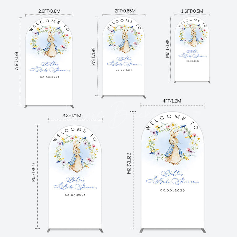 Lofaris Spring Floral Wreath Bunny Baby Shower Arch Backdrop