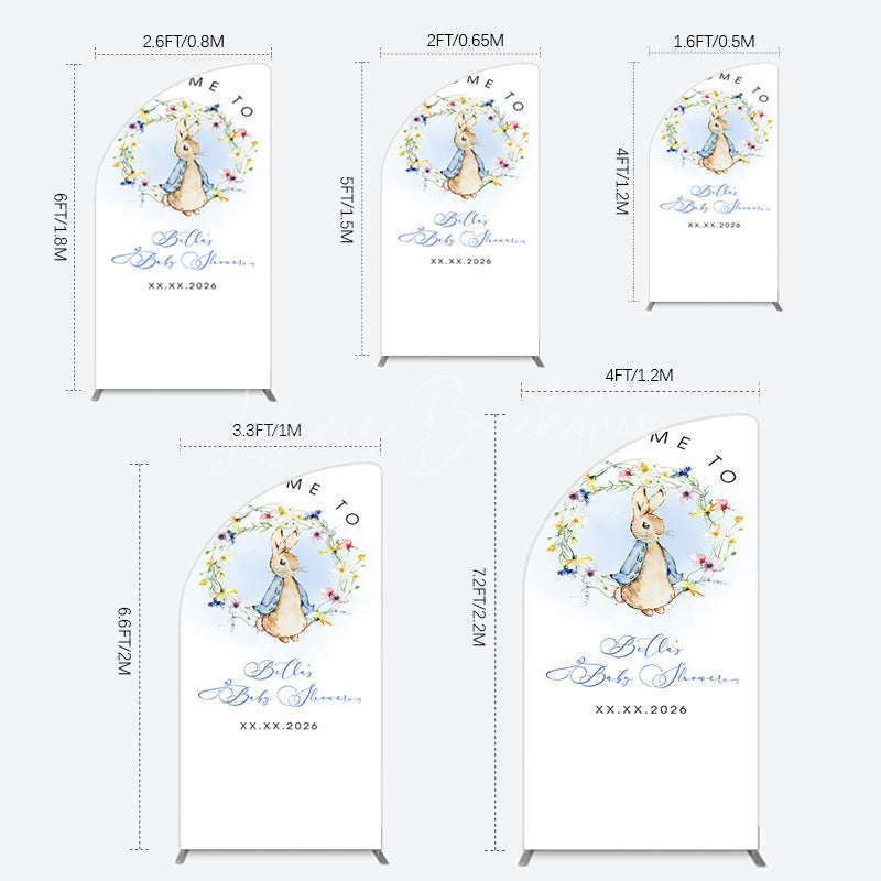 Lofaris Spring Floral Wreath Bunny Baby Shower Half Moon Arch Backdrop