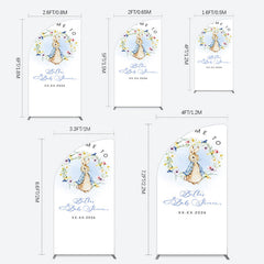 Lofaris Spring Floral Wreath Bunny Baby Shower Half Moon Arch Backdrop