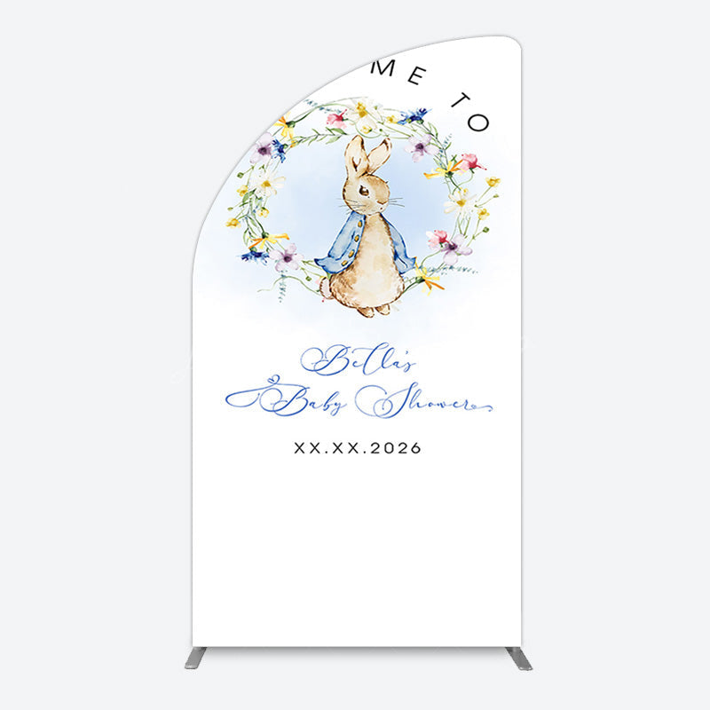 Lofaris Spring Floral Wreath Bunny Baby Shower Half Moon Arch Backdrop