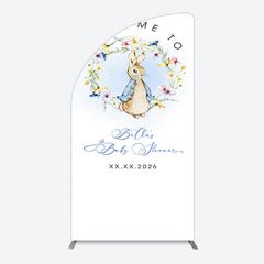 Lofaris Spring Floral Wreath Bunny Baby Shower Half Moon Arch Backdrop