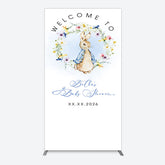 Lofaris Spring Floral Wreath Bunny Baby Shower Rectangle Backdrop