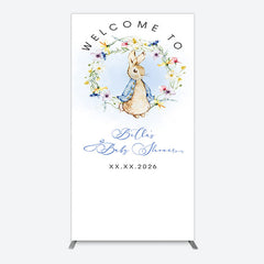 Lofaris Spring Floral Wreath Bunny Baby Shower Rectangle Backdrop