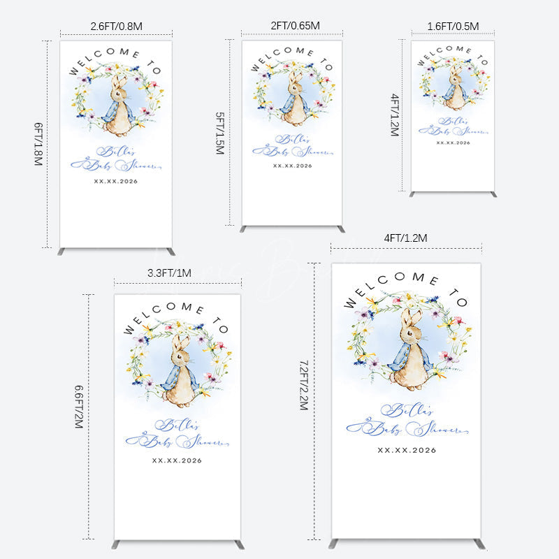 Lofaris Spring Floral Wreath Bunny Baby Shower Rectangle Backdrop