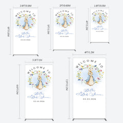 Lofaris Spring Floral Wreath Bunny Baby Shower Rectangle Backdrop