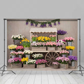 Lofaris Spring Flower Market Cart Photography Backdrop Colorful Tulips and Roses Rustic Garden Party Photo Prop Decor