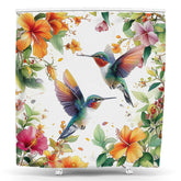 Lofaris Spring Flowers Hummingbird Animal Shower Curtain