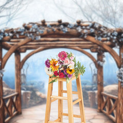 Lofaris Spring Flowers Wood Arch Pavilion Forest Backdrop