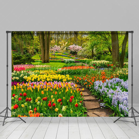 Lofaris Spring Forest Colorful Floral Field Photo Backdrop