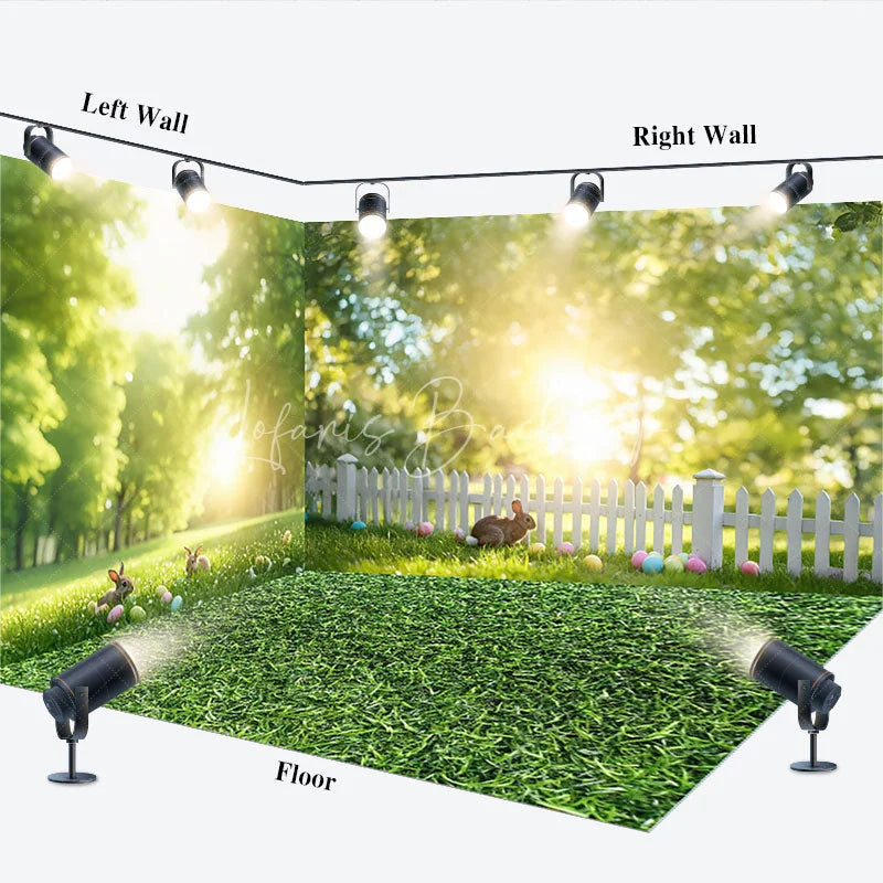 Lofaris Spring Forest Room Set Backdrop Sunny Green Grass Easter Bunny Photography Background Nature Scene Photo Decor