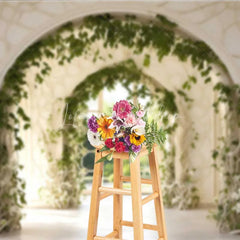 Lofaris Spring Garden Arch Backdrop White Architecture Green Vine Photography Background Wedding Floral Gate Photo Prop
