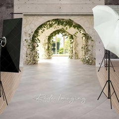Lofaris Spring Garden Arch Sweep Photo Backdrop White Architecture Green Vine Background Wedding Floral Gate Floor Prop