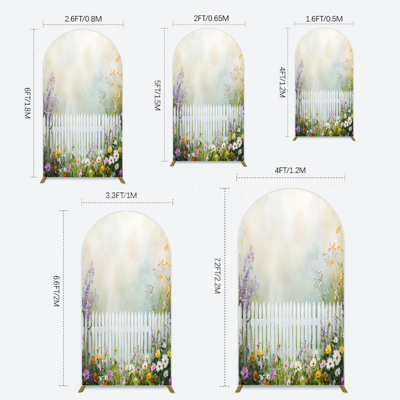 Lofaris Spring Garden Fence Wild Floral Easter Arch Bacdrop