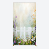 Lofaris Spring Garden Fence Wild Floral Easter Rectangle Bacdrop