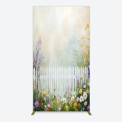 Lofaris Spring Garden Fence Wild Floral Easter Rectangle Bacdrop