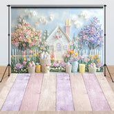 Lofaris Spring Garden Wood Floor Easter Combo Set Backdrop