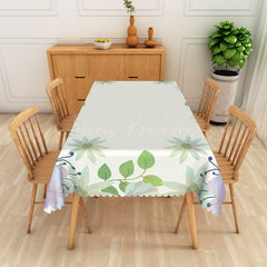 Lofaris Spring Green Leaf Floral Rectangular Tablecloth