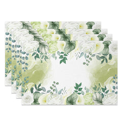 Lofaris Spring Green Leaf Painting Placemats Set of 4 Botanical Watercolor Art for Kitchen Dining Table Decor