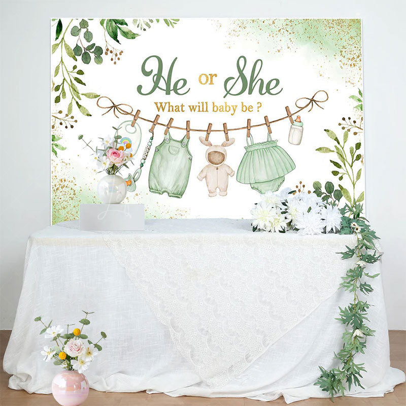 Lofaris Spring Green Leaves He Or She Baby Shower Backdrop