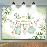 Lofaris Spring Green Leaves He Or She Baby Shower Backdrop