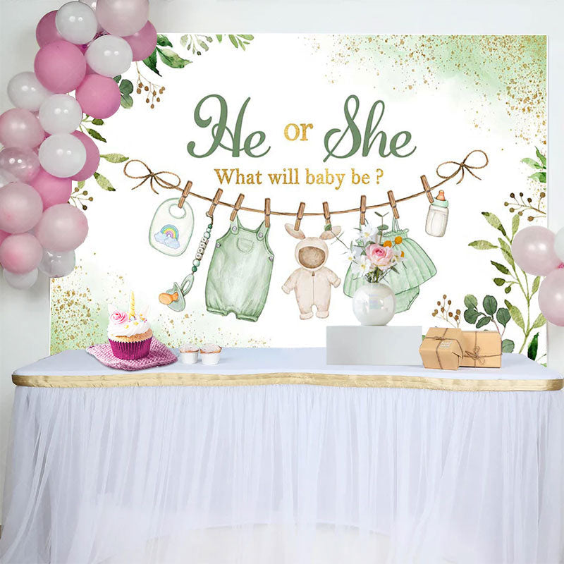 Lofaris Spring Green Leaves He Or She Baby Shower Backdrop