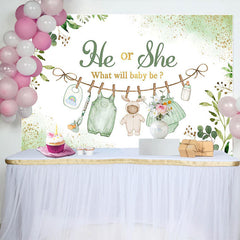 Lofaris Spring Green Leaves He Or She Baby Shower Backdrop