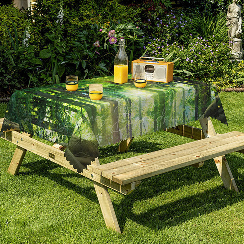 Lofaris Spring Green Magic Forest Rectangular Tablecloth