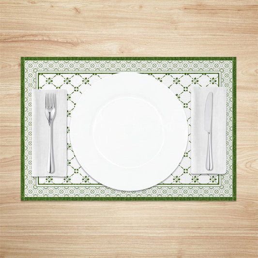 Lofaris Spring Green White Boho Print Set Of 4 Placemats